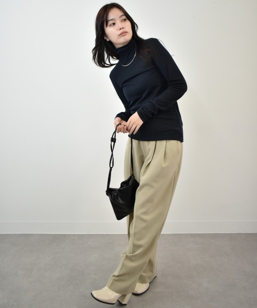 kiehtova（キエトヴァ）の「【kiehtova】/SHEER LONG TURTLE TOPS/シアー ロング タートル トップス（Tシャツ/カットソー・レディース・ブラック/ネイビー・FREE）」の16枚目の写真