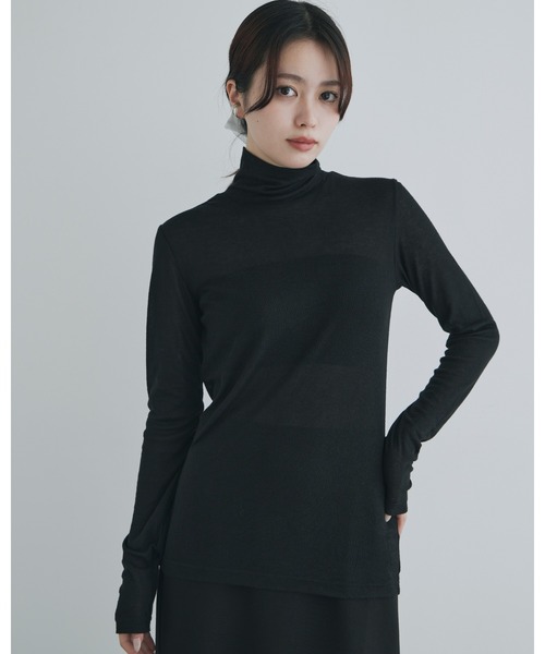 kiehtova（キエトヴァ）の「【kiehtova】/SHEER LONG TURTLE TOPS/シアー ロング タートル トップス（Tシャツ/カットソー・レディース・ブラック/ネイビー・FREE）」の5枚目の写真