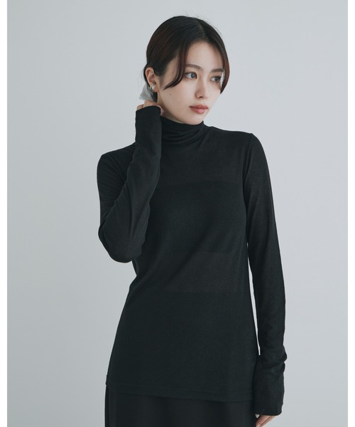 kiehtova（キエトヴァ）の「【kiehtova】/SHEER LONG TURTLE TOPS/シアー ロング タートル トップス（Tシャツ/カットソー・レディース・ブラック/ネイビー・FREE）」の6枚目の写真