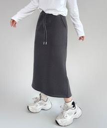 裏起毛ハイウエストスウェットナロスカート