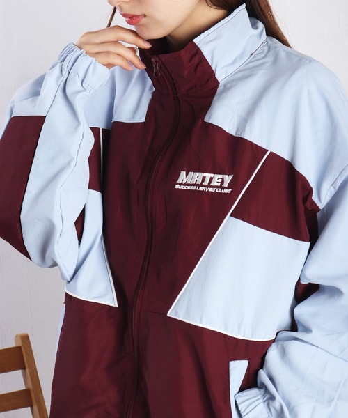 WESTSEA（ウエストシー）の「レトロテイスト バイカラー切替 トラックジャケット（ナイロンジャケット・メンズ・ワイン/ブラック/オフホワイト・M/L）」の2枚目の写真