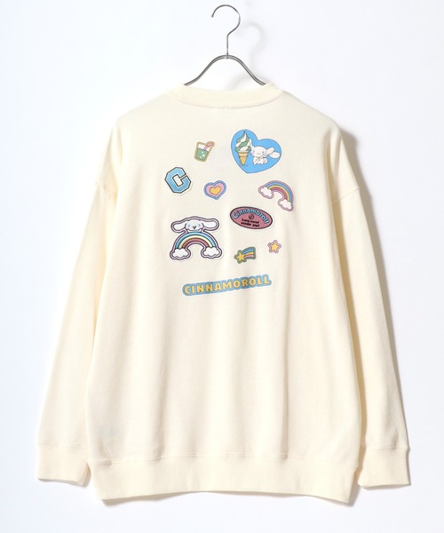sanrio（サンリオ）の「Sanrio/サンリオ オーバーサイズ ワンポイント刺繍 バックプリント クルーネックスウェットトレーナー（スウェット・レディース・ブルーグリーン/レッド/ベージュ/パープル・M/L）」の6枚目の写真