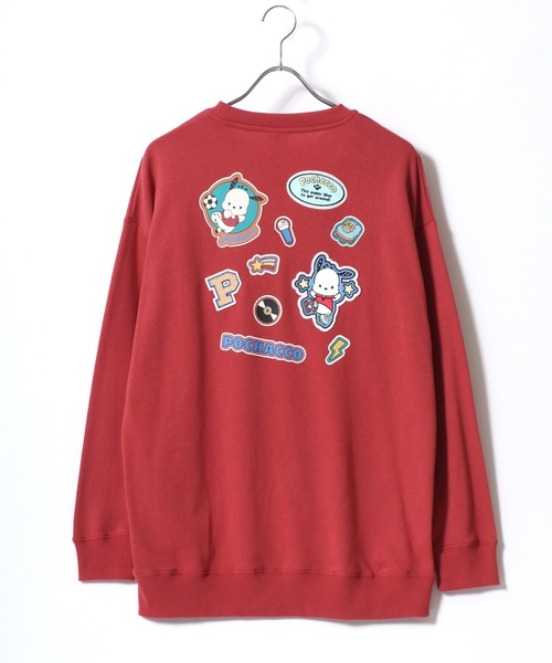 sanrio（サンリオ）の「Sanrio/サンリオ オーバーサイズ ワンポイント刺繍 バックプリント クルーネックスウェットトレーナー（スウェット・レディース・ブルーグリーン/レッド/ベージュ/パープル・M/L）」の12枚目の写真