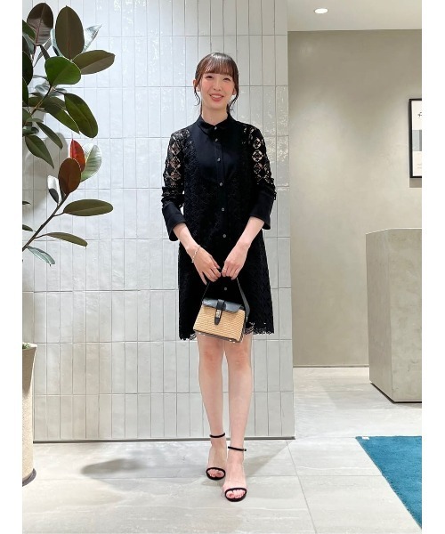 【美品】LOULOU WILLOUGHBY ブラック ひざ丈ワンピース セール】【LOULOU WILLOUGHBY】サークルケミカルワンピース