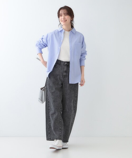 SHOO・LA・RUE（シューラルー）の「【洗える/S-LL】シーズン問わず合わせやすい ベーシックカラーシャツ（シャツ/ブラウス・レディース・ブルー系2/サックスブルー/ホワイト・01/02/03/04）」の10枚目の写真