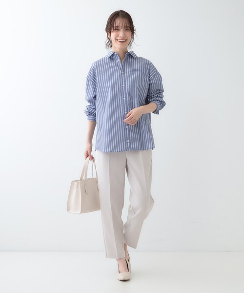 SHOO・LA・RUE（シューラルー）の「【洗える/S-LL】シーズン問わず合わせやすい ベーシックカラーシャツ（シャツ/ブラウス・レディース・ブルー系2/サックスブルー/ホワイト・01/02/03/04）」の14枚目の写真