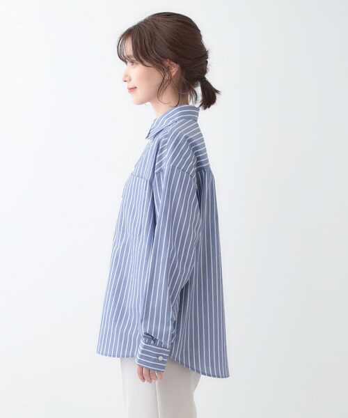 SHOO・LA・RUE（シューラルー）の「【洗える/S-LL】シーズン問わず合わせやすい ベーシックカラーシャツ（シャツ/ブラウス・レディース・ブルー系2/サックスブルー/ホワイト・01/02/03/04）」の17枚目の写真