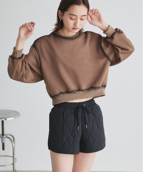 ad thie(アドティエ)の「スプレーデザイン スウェット プルオーバー(Tシャツ/カットソー・レディース・ブラック/ブラウン/ベージュ・FREE)」の1枚目の写真
