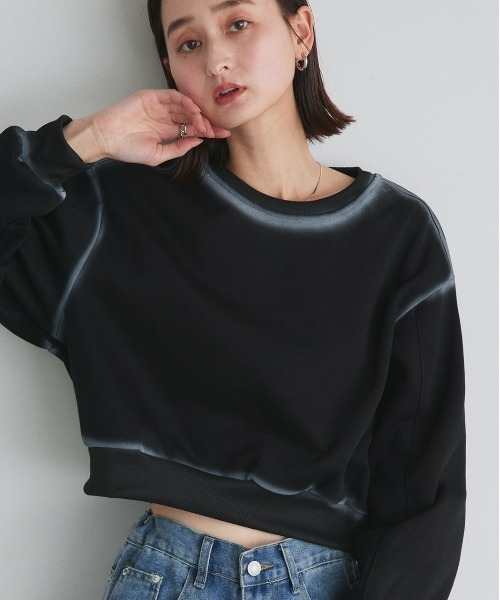 ad thie(アドティエ)の「スプレーデザイン スウェット プルオーバー(Tシャツ/カットソー・レディース・ブラック/ブラウン/ベージュ・FREE)」の2枚目の写真