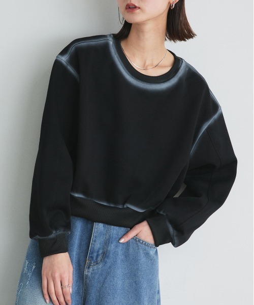 ad thie(アドティエ)の「スプレーデザイン スウェット プルオーバー(Tシャツ/カットソー・レディース・ブラック/ブラウン/ベージュ・FREE)」の5枚目の写真