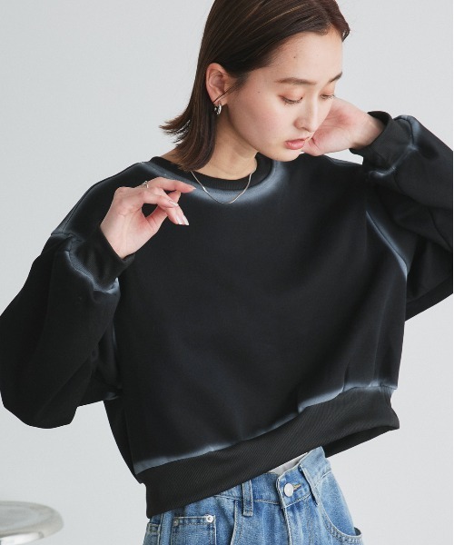 ad thie(アドティエ)の「スプレーデザイン スウェット プルオーバー(Tシャツ/カットソー・レディース・ブラック/ブラウン/ベージュ・FREE)」の7枚目の写真