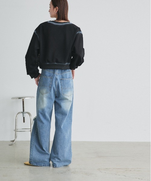 ad thie(アドティエ)の「スプレーデザイン スウェット プルオーバー(Tシャツ/カットソー・レディース・ブラック/ブラウン/ベージュ・FREE)」の8枚目の写真