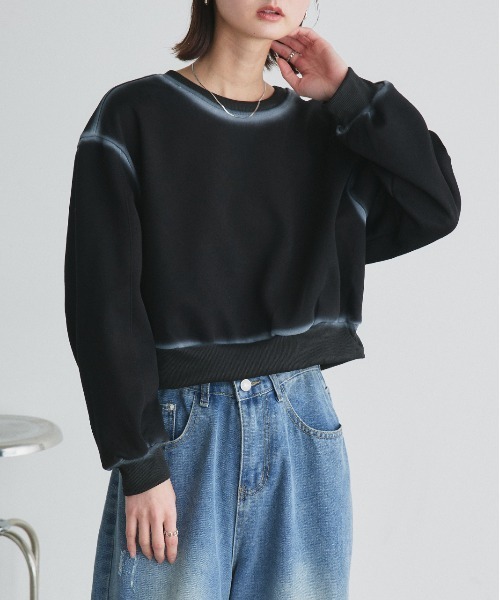 ad thie(アドティエ)の「スプレーデザイン スウェット プルオーバー(Tシャツ/カットソー・レディース・ブラック/ブラウン/ベージュ・FREE)」の12枚目の写真