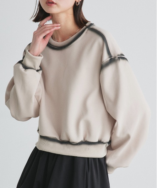 ad thie(アドティエ)の「スプレーデザイン スウェット プルオーバー(Tシャツ/カットソー・レディース・ブラック/ブラウン/ベージュ・FREE)」の21枚目の写真