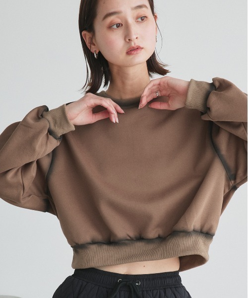 ad thie(アドティエ)の「スプレーデザイン スウェット プルオーバー(Tシャツ/カットソー・レディース・ブラック/ブラウン/ベージュ・FREE)」の17枚目の写真
