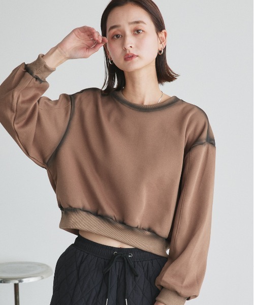 ad thie(アドティエ)の「スプレーデザイン スウェット プルオーバー(Tシャツ/カットソー・レディース・ブラック/ブラウン/ベージュ・FREE)」の19枚目の写真