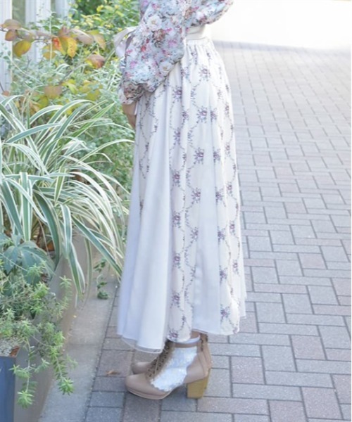 axes femme（アクシーズファム）の「薔薇柄ベルベットライクスカート（スカート・レディース・ワイン/ブラック/ベージュ・FREE）」の7枚目の写真