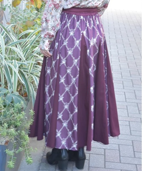 axes femme（アクシーズファム）の「薔薇柄ベルベットライクスカート（スカート・レディース・ワイン/ブラック/ベージュ・FREE）」の8枚目の写真