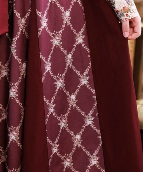 axes femme（アクシーズファム）の「薔薇柄ベルベットライクスカート（スカート・レディース・ワイン/ブラック/ベージュ・FREE）」の6枚目の写真