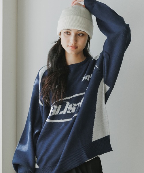 SUGGESTION/サジェッション サッカーデザインクルーニット（ニット