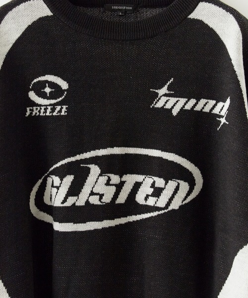 SUGGESTION（サジェッション）の「SUGGESTION/サジェッション サッカーデザインクルーニット（ニット/セーター・メンズ・ブラック/グレー/ネイビー・M/L）」の14枚目の写真