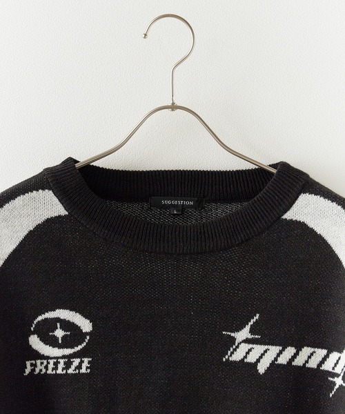 SUGGESTION（サジェッション）の「SUGGESTION/サジェッション サッカーデザインクルーニット（ニット/セーター・メンズ・ブラック/グレー/ネイビー・M/L）」の15枚目の写真