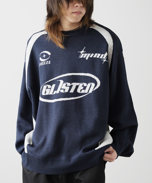 SUGGESTION（サジェッション）の「SUGGESTION/サジェッション サッカーデザインクルーニット（ニット/セーター・メンズ・ブラック/グレー/ネイビー・M/L）」の18枚目の写真