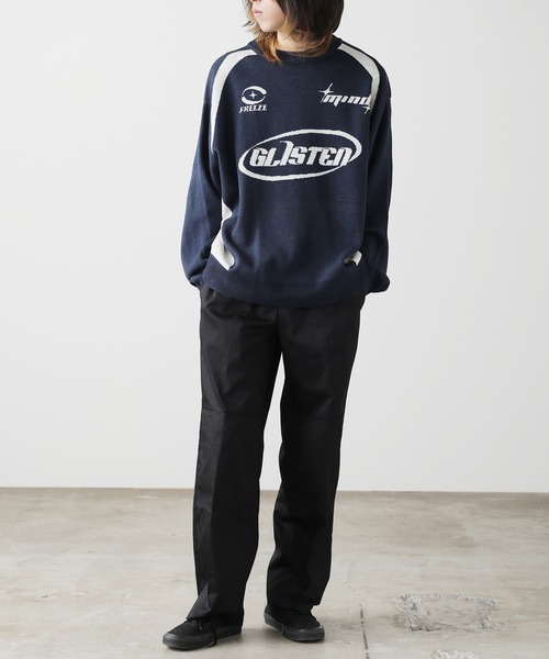 SUGGESTION（サジェッション）の「SUGGESTION/サジェッション サッカーデザインクルーニット（ニット/セーター・メンズ・ブラック/グレー/ネイビー・M/L）」の16枚目の写真