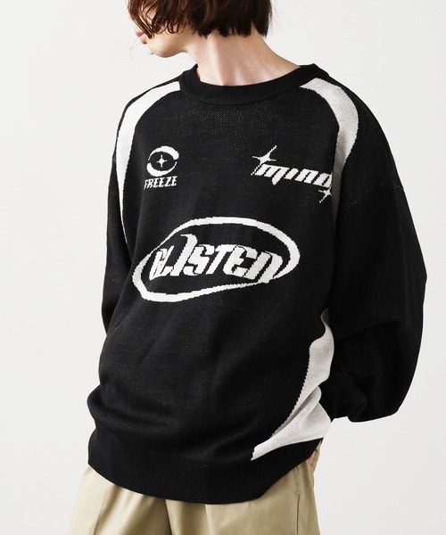 SUGGESTION（サジェッション）の「SUGGESTION/サジェッション サッカーデザインクルーニット（ニット/セーター・メンズ・ブラック/グレー/ネイビー・M/L）」の6枚目の写真