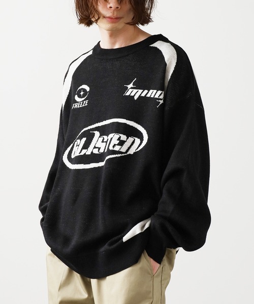 SUGGESTION（サジェッション）の「SUGGESTION/サジェッション サッカーデザインクルーニット（ニット/セーター・メンズ・ブラック/グレー/ネイビー・M/L）」の7枚目の写真