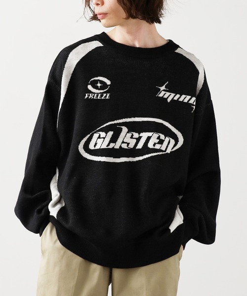 SUGGESTION（サジェッション）の「SUGGESTION/サジェッション サッカーデザインクルーニット（ニット/セーター・メンズ・ブラック/グレー/ネイビー・M/L）」の8枚目の写真