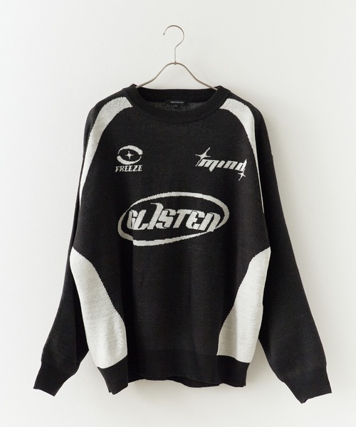 SUGGESTION（サジェッション）の「SUGGESTION/サジェッション サッカーデザインクルーニット（ニット/セーター・メンズ・ブラック/グレー/ネイビー・M/L）」の9枚目の写真