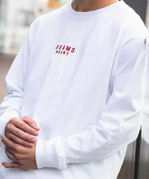 BEAMS HEART(ビームスハート)の「【ユニセックス】BEAMS HEART ロゴ 刺繍 ロングスリーブ Tシャツ(Tシャツ/カットソー・メンズ・ホワイト系その他2/ホワイト系その他3/ホワイト・XL/L/M/S)」の1枚目の写真