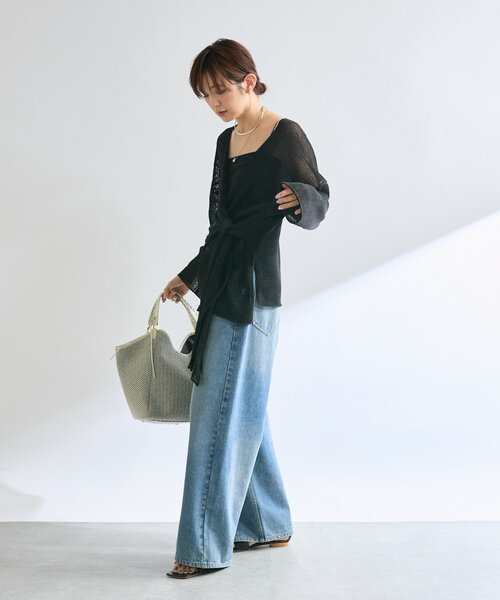 RIVE DROITE(リヴドロワ)の「【女性らしいシルエット】ストローヤーンカシュクールニット(ニット/セーター・レディース・ブラック/モカ/グレー・FREE)」の16枚目の写真