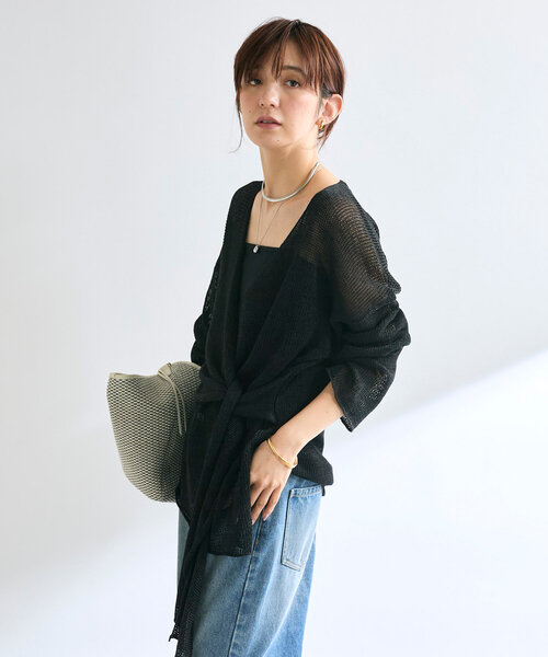 RIVE DROITE(リヴドロワ)の「【女性らしいシルエット】ストローヤーンカシュクールニット(ニット/セーター・レディース・ブラック/モカ/グレー・FREE)」の19枚目の写真