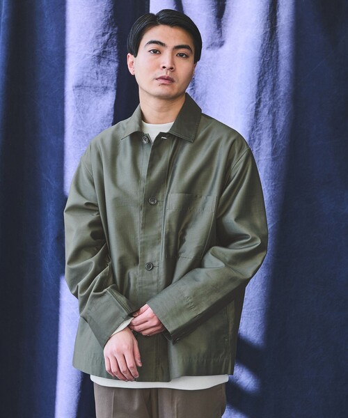 green label relaxing（グリーンレーベルリラクシング）の「フレンチ カルゼ カバーオール（カバーオール・メンズ・オリーブ/ダークグレー・S/M/L/XL）」の3枚目の写真