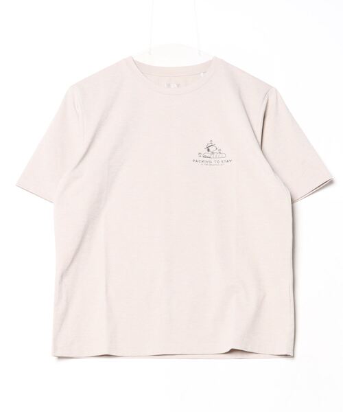 PEANUTS(ピーナッツ)の「ピーナッツ グラフィック半袖T パッキングリスト(スヌーピー)(Tシャツ/カットソー・レディース・アイボリー/スモークピンク・M/L/S/XL)」の1枚目の写真