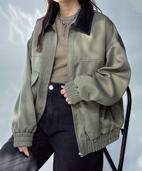 AS KNOW AS plus（アズノゥアズプラス）の「●ダブルポケット ジップファスナーワークブルゾン（ブルゾン・レディース・チャコールグレー/アイボリー/カーキ系・FREE）」の17枚目の写真