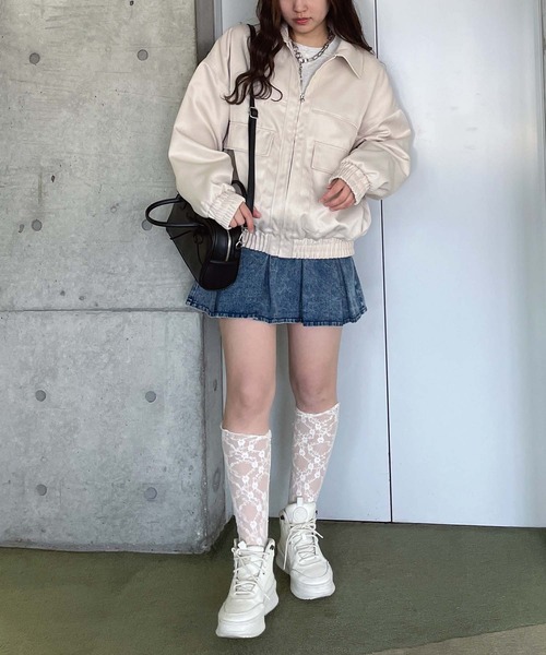 AS KNOW AS plus（アズノゥアズプラス）の「●ダブルポケット ジップファスナーワークブルゾン（ブルゾン・レディース・チャコールグレー/アイボリー/カーキ系・FREE）」の12枚目の写真