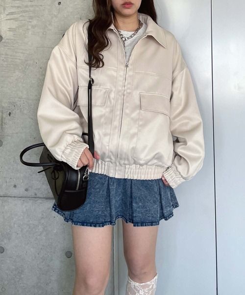 AS KNOW AS plus（アズノゥアズプラス）の「●ダブルポケット ジップファスナーワークブルゾン（ブルゾン・レディース・チャコールグレー/アイボリー/カーキ系・FREE）」の9枚目の写真