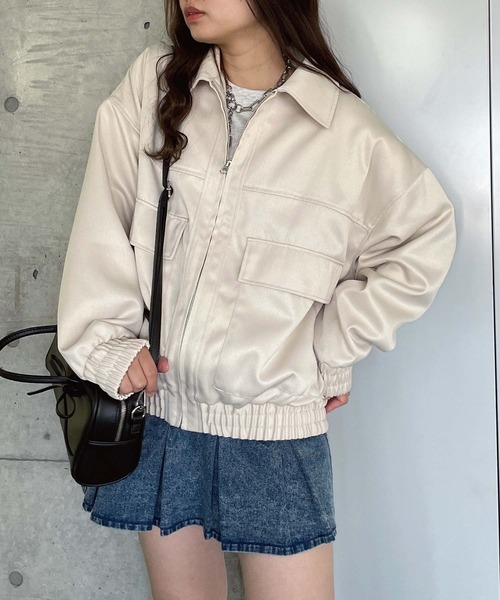 AS KNOW AS plus（アズノゥアズプラス）の「●ダブルポケット ジップファスナーワークブルゾン（ブルゾン・レディース・チャコールグレー/アイボリー/カーキ系・FREE）」の7枚目の写真