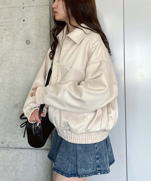 AS KNOW AS plus（アズノゥアズプラス）の「●ダブルポケット ジップファスナーワークブルゾン（ブルゾン・レディース・チャコールグレー/アイボリー/カーキ系・FREE）」の8枚目の写真