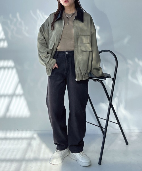 AS KNOW AS plus（アズノゥアズプラス）の「●ダブルポケット ジップファスナーワークブルゾン（ブルゾン・レディース・チャコールグレー/アイボリー/カーキ系・FREE）」の19枚目の写真