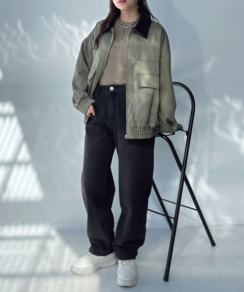 AS KNOW AS plus（アズノゥアズプラス）の「●ダブルポケット ジップファスナーワークブルゾン（ブルゾン・レディース・チャコールグレー/アイボリー/カーキ系・FREE）」の20枚目の写真