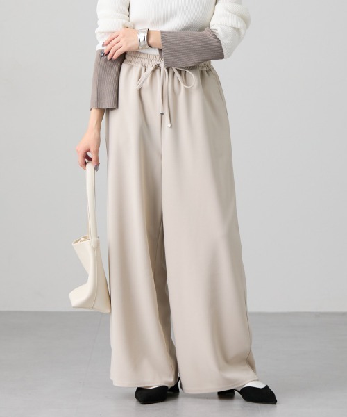 nissen(ニッセン)の「カットジョーゼットワイドパンツ(その他パンツ・レディース・ブラック/アイボリー/モカ・M/L)」の14枚目の写真