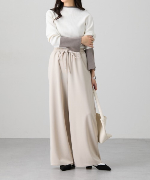 nissen(ニッセン)の「カットジョーゼットワイドパンツ(その他パンツ・レディース・ブラック/アイボリー/モカ・M/L)」の16枚目の写真