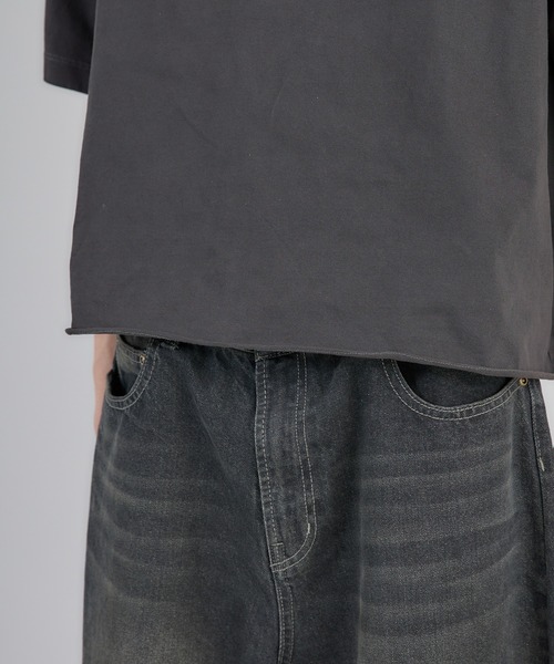 Regen Glanz(レーゲングランツ)の「cropped pigment dyed loose fit T-shirt/クロップドピグメントポロTシャツ(ポロシャツ・メンズ・ブラック/ネイビー・MEDIUM/LARGE)」の14枚目の写真