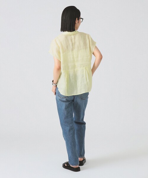 Ray BEAMS（レイビームス）の「リネン フレンチスリーブ スキッパー シャツ（シャツ/ブラウス・レディース・ホワイト/サックスブルー/クリーム・ONE SIZE）」の9枚目の写真