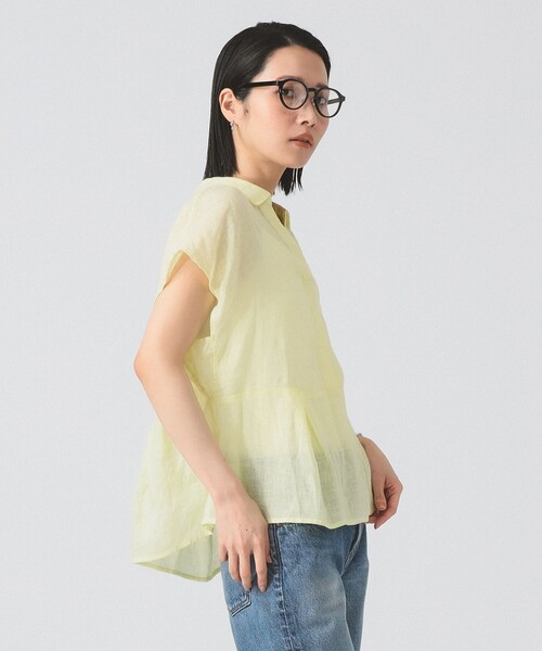 Ray BEAMS（レイビームス）の「リネン フレンチスリーブ スキッパー シャツ（シャツ/ブラウス・レディース・ホワイト/サックスブルー/クリーム・ONE SIZE）」の11枚目の写真
