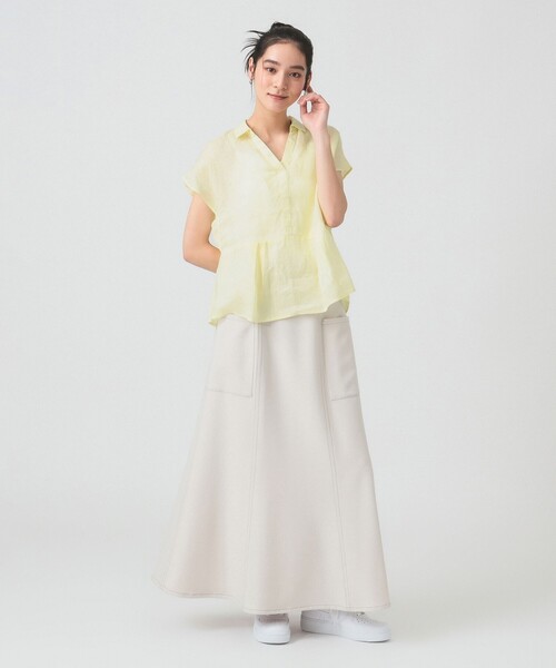 Ray BEAMS（レイビームス）の「リネン フレンチスリーブ スキッパー シャツ（シャツ/ブラウス・レディース・ホワイト/サックスブルー/クリーム・ONE SIZE）」の12枚目の写真